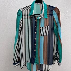 [XTaren] Sheer Multi-color Button Up